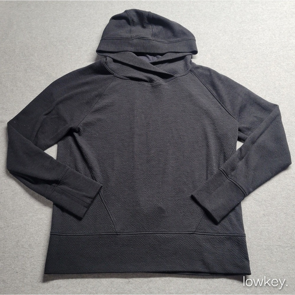 Prana Sunrise Black Textured Crossover Hooded Pullover Sweatshirt Small